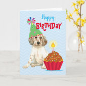 Birthday Cupcake English Setter Card Karte (Gelbe Blume)