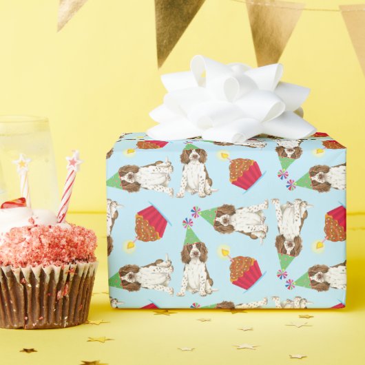 Birthday Cupcake English Springer Spaniel Geschenkpapier (Geburtstagsparty)
