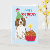 Birthday Cupcake English Springer Spaniel Karte (Gelbe Blume)