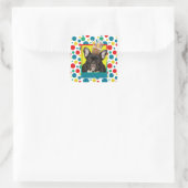 Birthday Cupcake - French Bulldog - Aquamarin Quadratischer Aufkleber (Tasche)