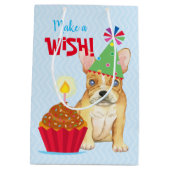 Birthday Cupcake French Bulldog Mittlere Geschenkt Mittlere Geschenktüte (Rückseite)