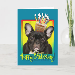 Birthday Cupcake - French Bulldog - Teal Karte