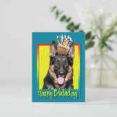 Birthday Cupcake - German Shepherd - Kuno Postkarte (Stehend Vorderseite)
