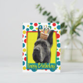 Birthday Cupcake - Great Dane - Grau Postkarte (Stehend Vorderseite)