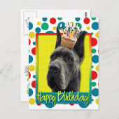 Birthday Cupcake - Great Dane - Grau Postkarte (Vorne/Hinten)