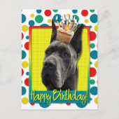Birthday Cupcake - Great Dane - Grau Postkarte (Vorderseite)