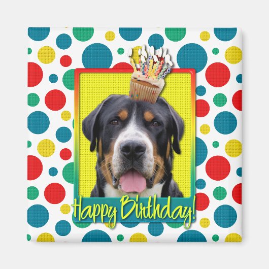 Birthday Cupcake - Greater Swiss Mountain Hund Magnet (Vorne)