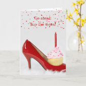 Birthday Cupcake In a Red Shoe Karte (Gelbe Blume)