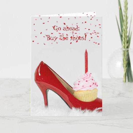 Birthday Cupcake In a Red Shoe Karte (Vorderseite)