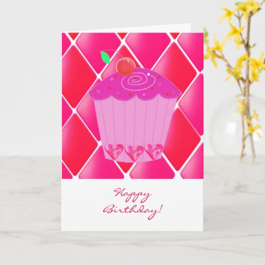 Birthday Cupcake Karte (Gelbe Blume)
