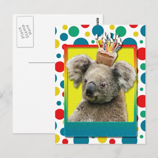 Birthday Cupcake - Koala Postkarte (Vorne/Hinten)
