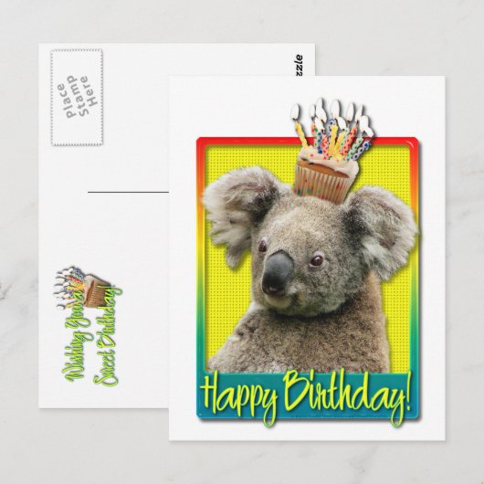 Birthday Cupcake - Koala Postkarte (Vorne/Hinten)