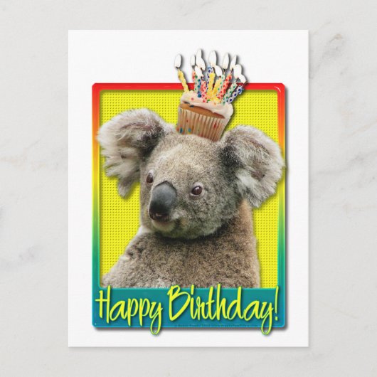 Birthday Cupcake - Koala Postkarte (Vorderseite)