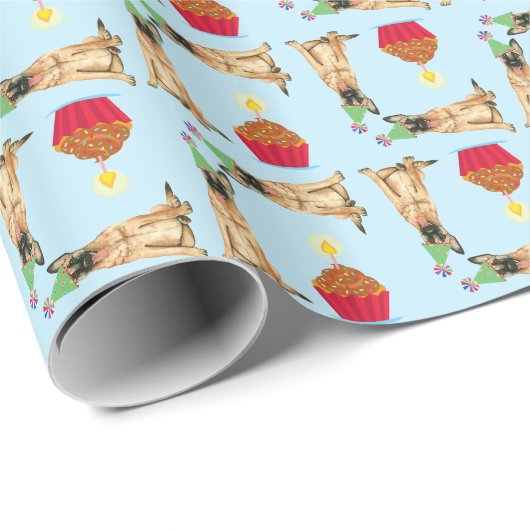 Birthday Cupcake Malinois Geschenkpapier (Rolleneckpunkt)