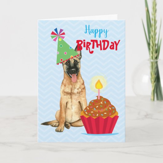 Birthday Cupcake Malinois Karte (Vorderseite)
