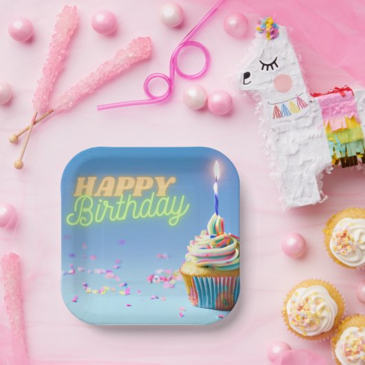 Birthday Cupcake Pappteller (Party)