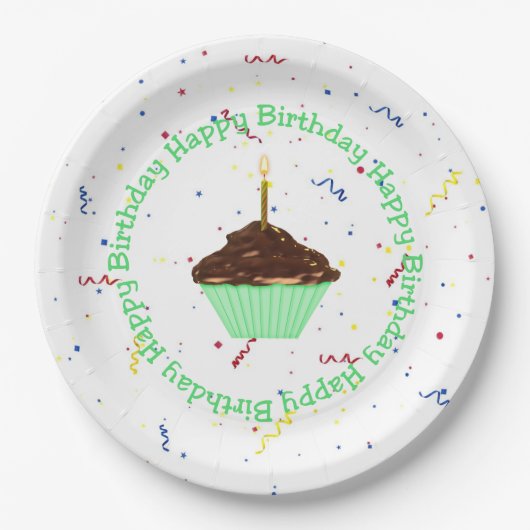 Birthday Cupcake Pappteller (Vorderseite)