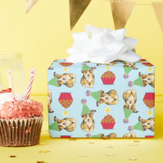 Birthday Cupcake Pembroke Welsh Corgi Geschenkpapier (Geburtstagsparty)