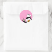 Birthday cupcake Pinguin Koch Runder Aufkleber (Tasche)