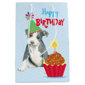 Birthday Cupcake Pit Bull Terrier Mittlere Geschenktüte (Vorderseite)