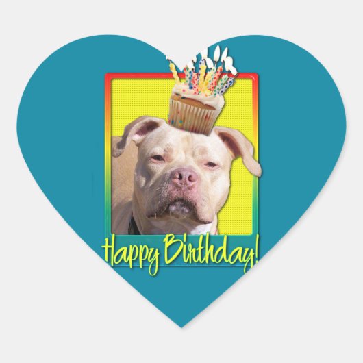 Birthday Cupcake - Pitbull - Jersey Girl Herz-Aufkleber (Vorderseite)