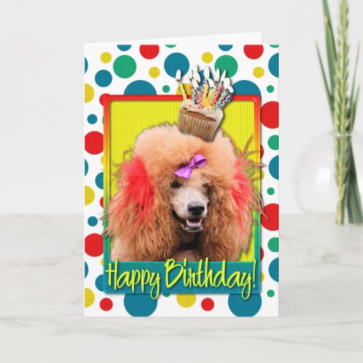 Birthday Cupcake - Poodle - Red Karte (Vorderseite)