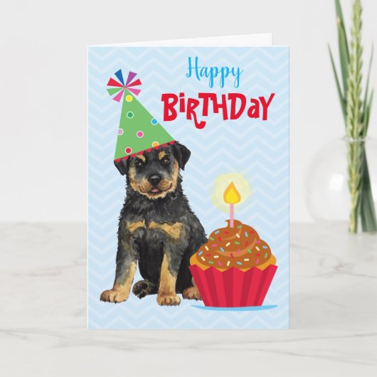 Birthday Cupcake Rottweiler Card Karte (Vorderseite)