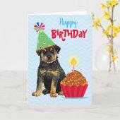 Birthday Cupcake Rottweiler Card Karte (Gelbe Blume)