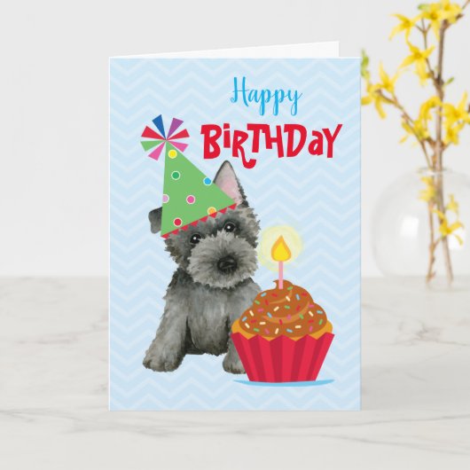Birthday Cupcake Scottish Terrier Karte (Gelbe Blume)