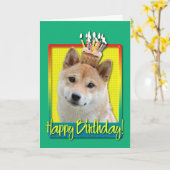 Birthday Cupcake - Shiba Inu Karte (Gelbe Blume)