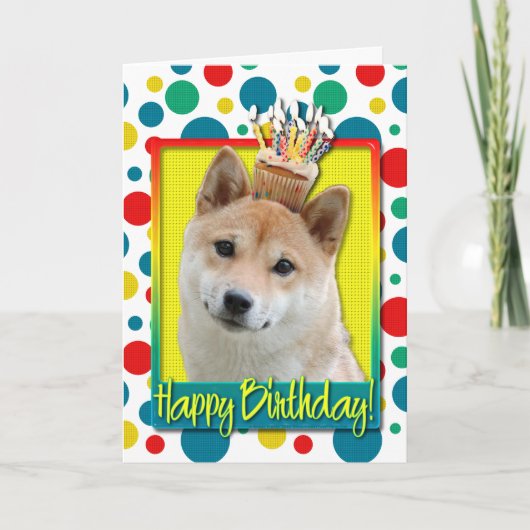 Birthday Cupcake - Shiba Inu Karte (Vorderseite)
