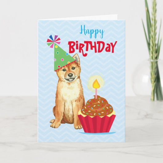 Birthday Cupcake Shiba Inu Karte (Vorderseite)