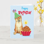 Birthday Cupcake Shiba Inu Karte (Gelbe Blume)