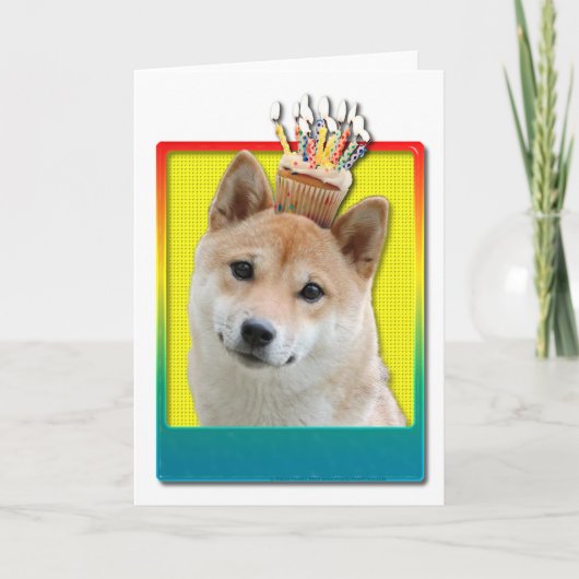 Birthday Cupcake - Shiba Inu Karte (Vorderseite)