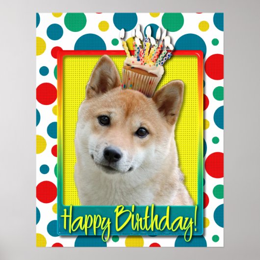 Birthday Cupcake - Shiba Inu Poster (Vorne)