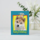 Birthday Cupcake - Shiba Inu Postkarte (Stehend Vorderseite)