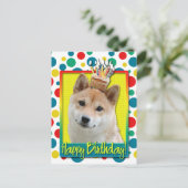 Birthday Cupcake - Shiba Inu Postkarte (Stehend Vorderseite)