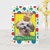 Birthday Cupcake - ShihPoo - Maggie Karte (Gelbe Blume)