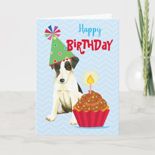 Birthday Cupcake Smooth Fox Terrier Karte (Vorderseite)