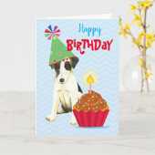 Birthday Cupcake Smooth Fox Terrier Karte (Gelbe Blume)
