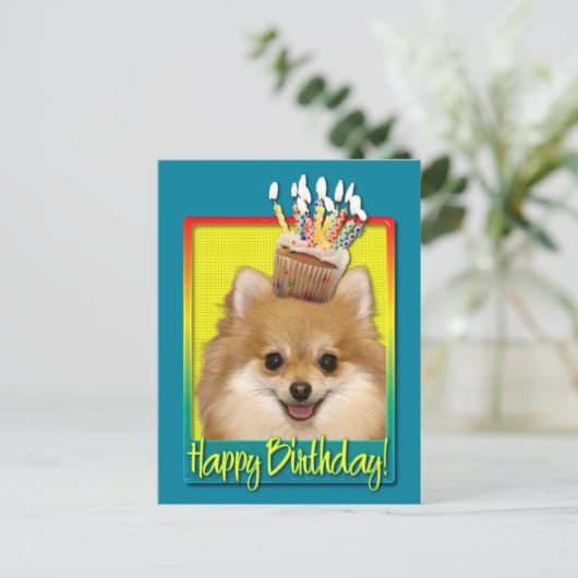 Birthday Cupcake Spitz Postkarte (Stehend Vorderseite)
