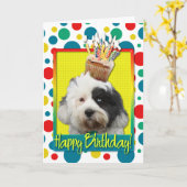 Birthday Cupcake - Tibetan Terrier Karte (Gelbe Blume)