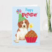 Birthday Cupcake Welsh Springer Spaniel Karte (Vorderseite)
