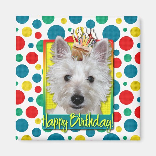 Birthday Cupcake - Westie - Tank Magnet (Vorne)