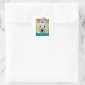 Birthday Cupcake - Westie - Tank Quadratischer Aufkleber (Tasche)