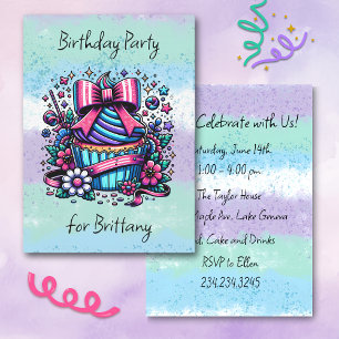 Birthday Cupcake Whimsical Personalisiert Einladung