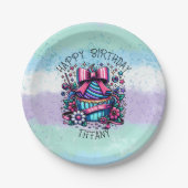Birthday Cupcake Whimsical Personalisiert Pappteller (Vorderseite)