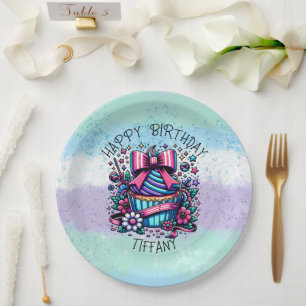 Birthday Cupcake Whimsical Personalisiert Pappteller