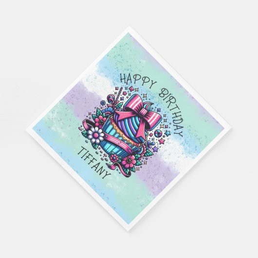 Birthday Cupcake Whimsical Personalisiert Serviette (Ecke)