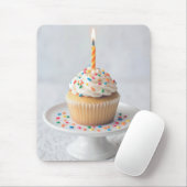 Birthday Cupcake with Candle Mousepad (Mit Mouse)